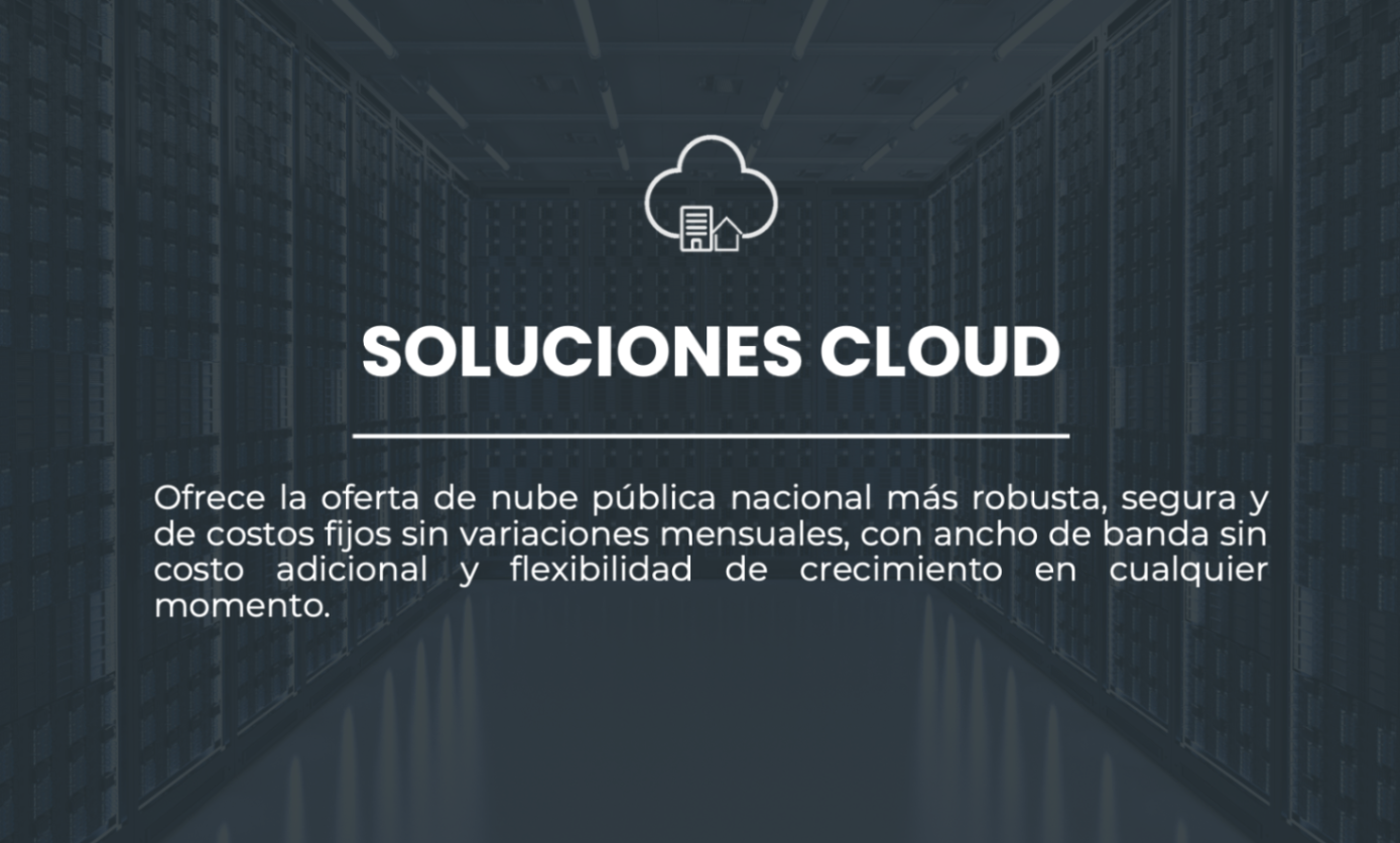 Centro de datos que representa la oferta de nube pública de Soluciones Cloud